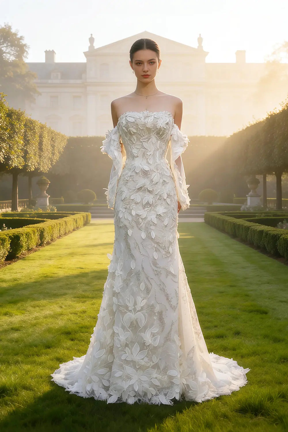 Vintage Texture Rich Mermaid Wedding Dress SW635 Sheer Fairy