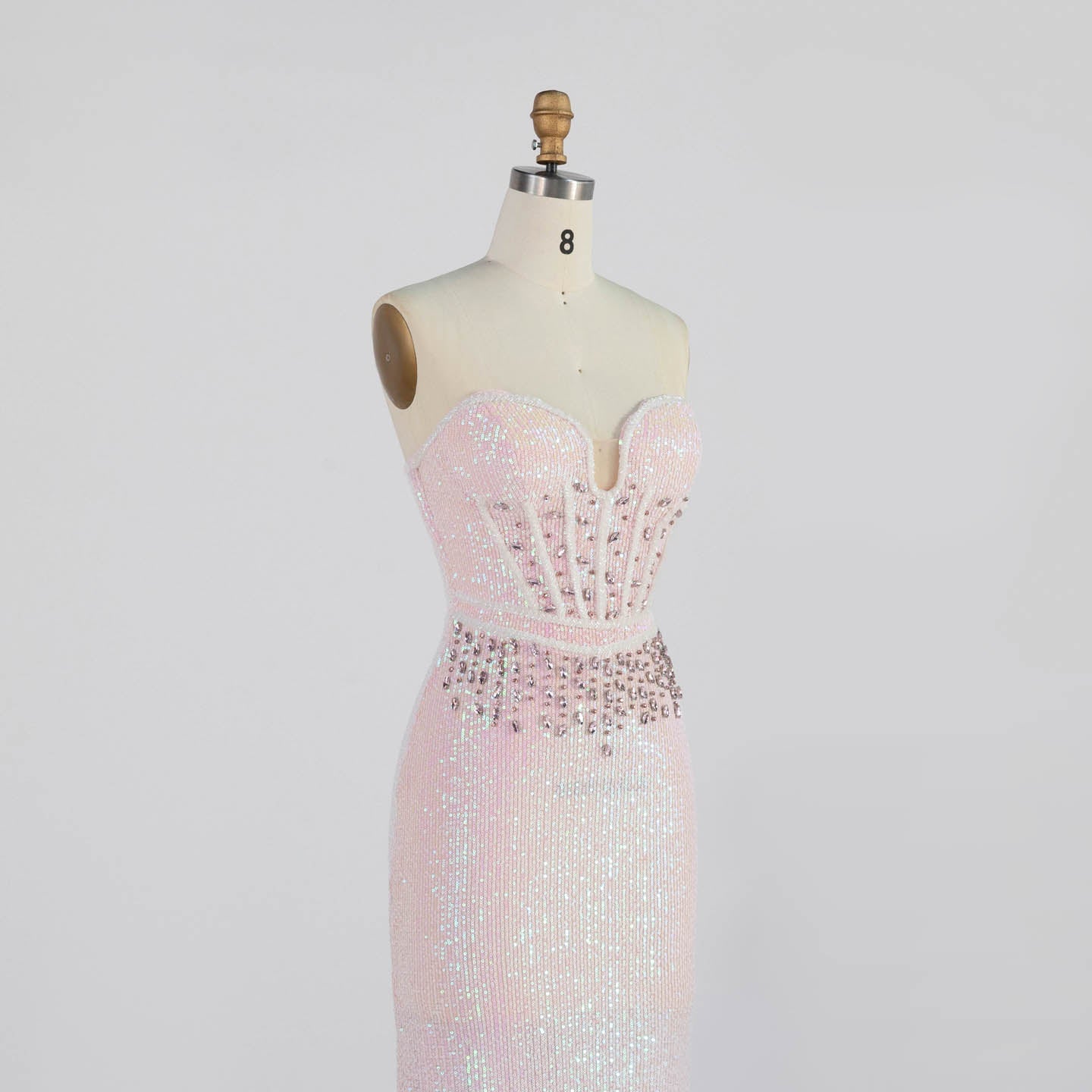 Strapless Sweetheart Corset Sequin Mermaid Gown Beaded Waist Formal Evening Dress ST006 Sheer Fairy