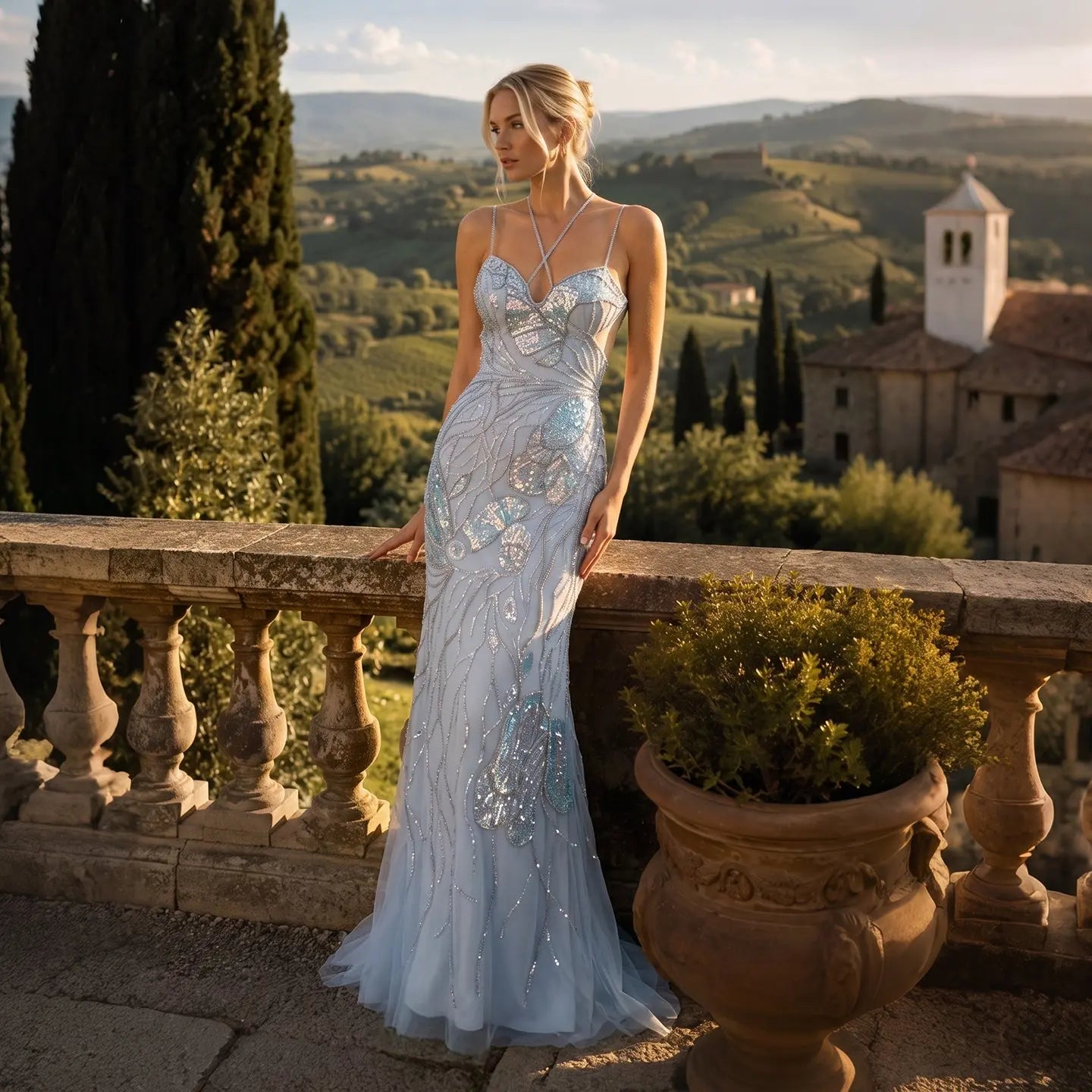 Modest 3D Floral Beaded Sweetheart Mermaid Evening Dress SS478 Sheer Fairy
