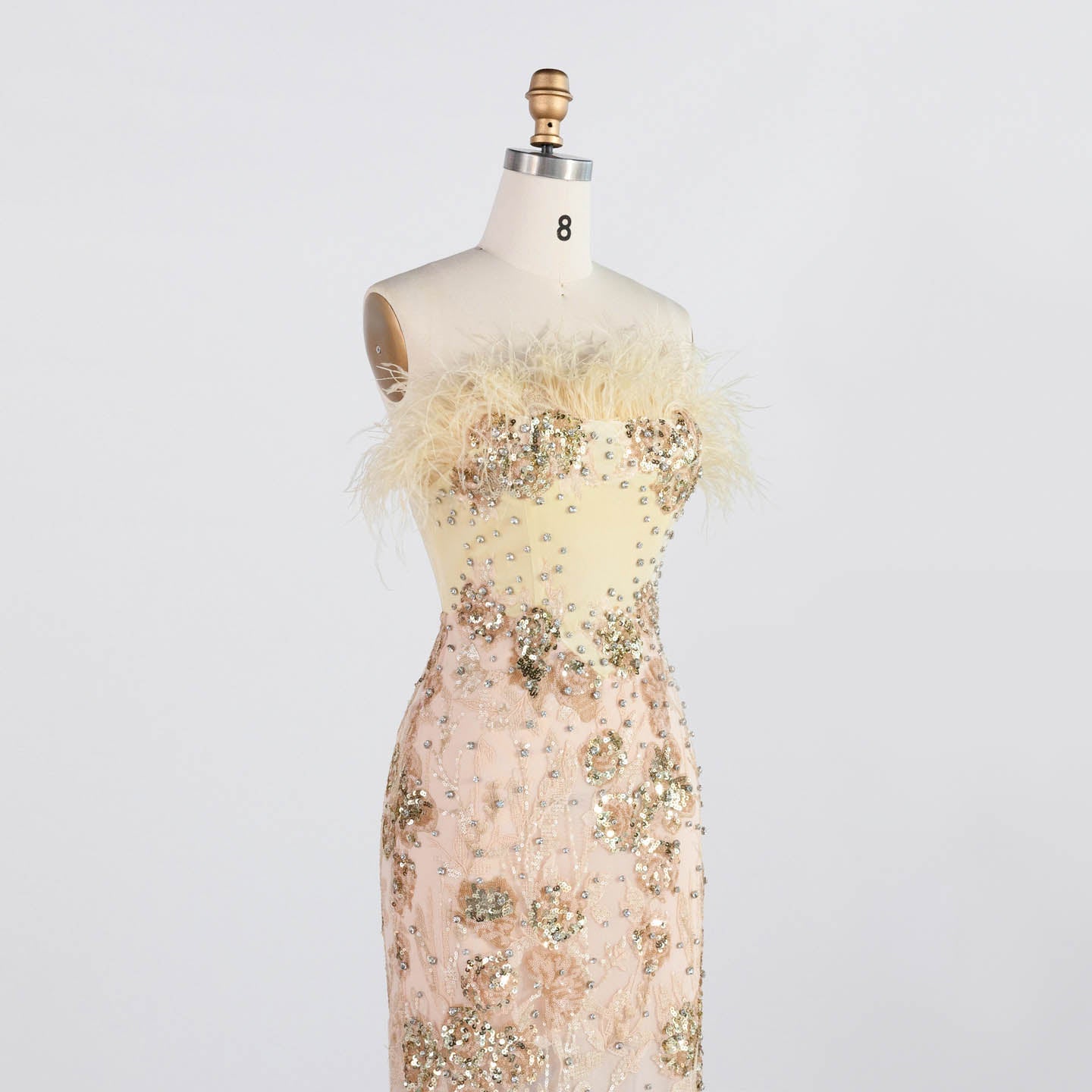 Strapless 3D Floral Satin Mermaid Gown Floor Length Formal Evening Dress ST007（副本） Sheer Fairy