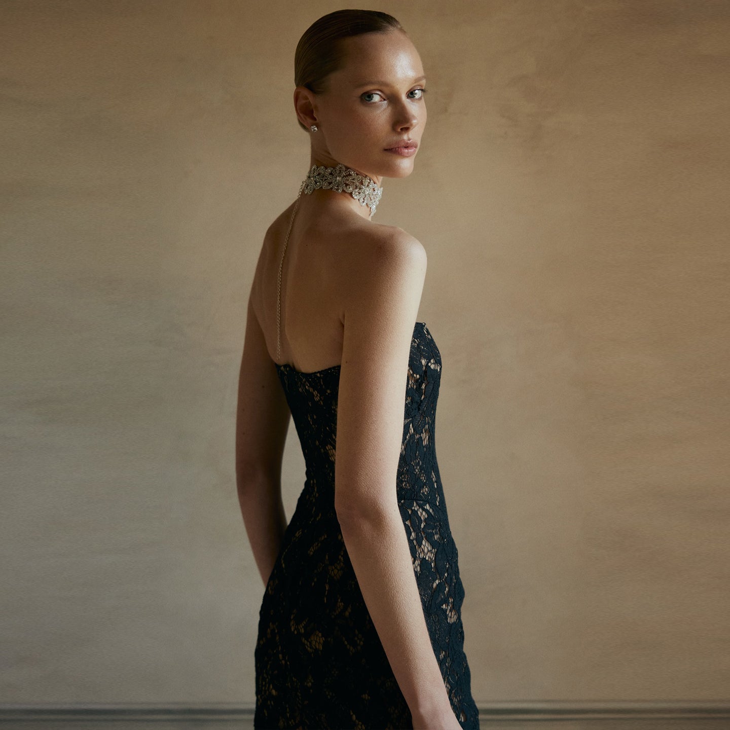 Romantic Strapless Black Lace Homecoming Dress with Floral Details RM223 Sheer Fairy