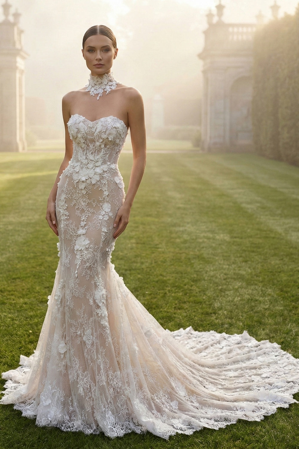 Luxury Strapless Mermaid Off Shoulder Wedding Dress SW645 Sheer Fairy