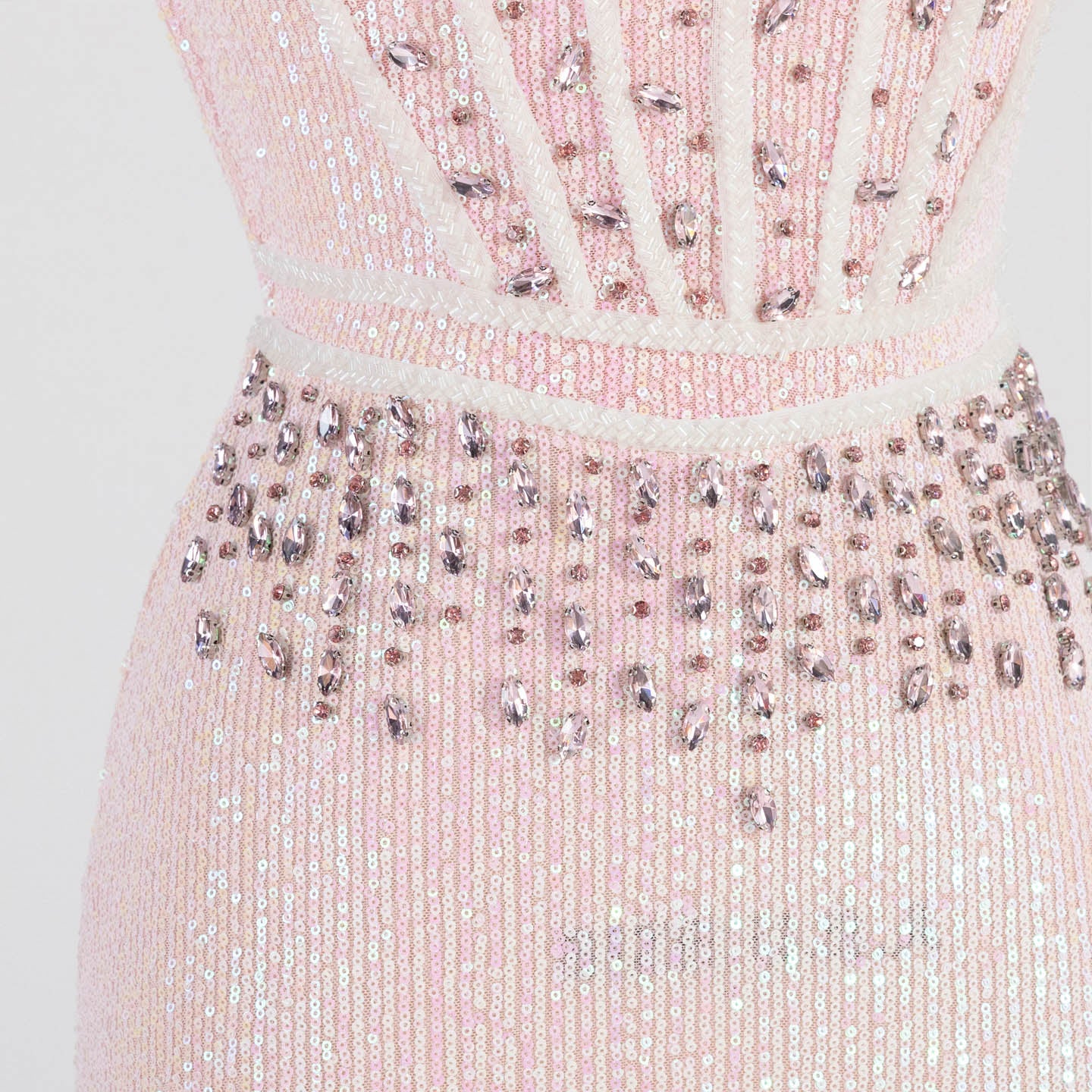 Strapless Sweetheart Corset Sequin Mermaid Gown Beaded Waist Formal Evening Dress ST006 Sheer Fairy