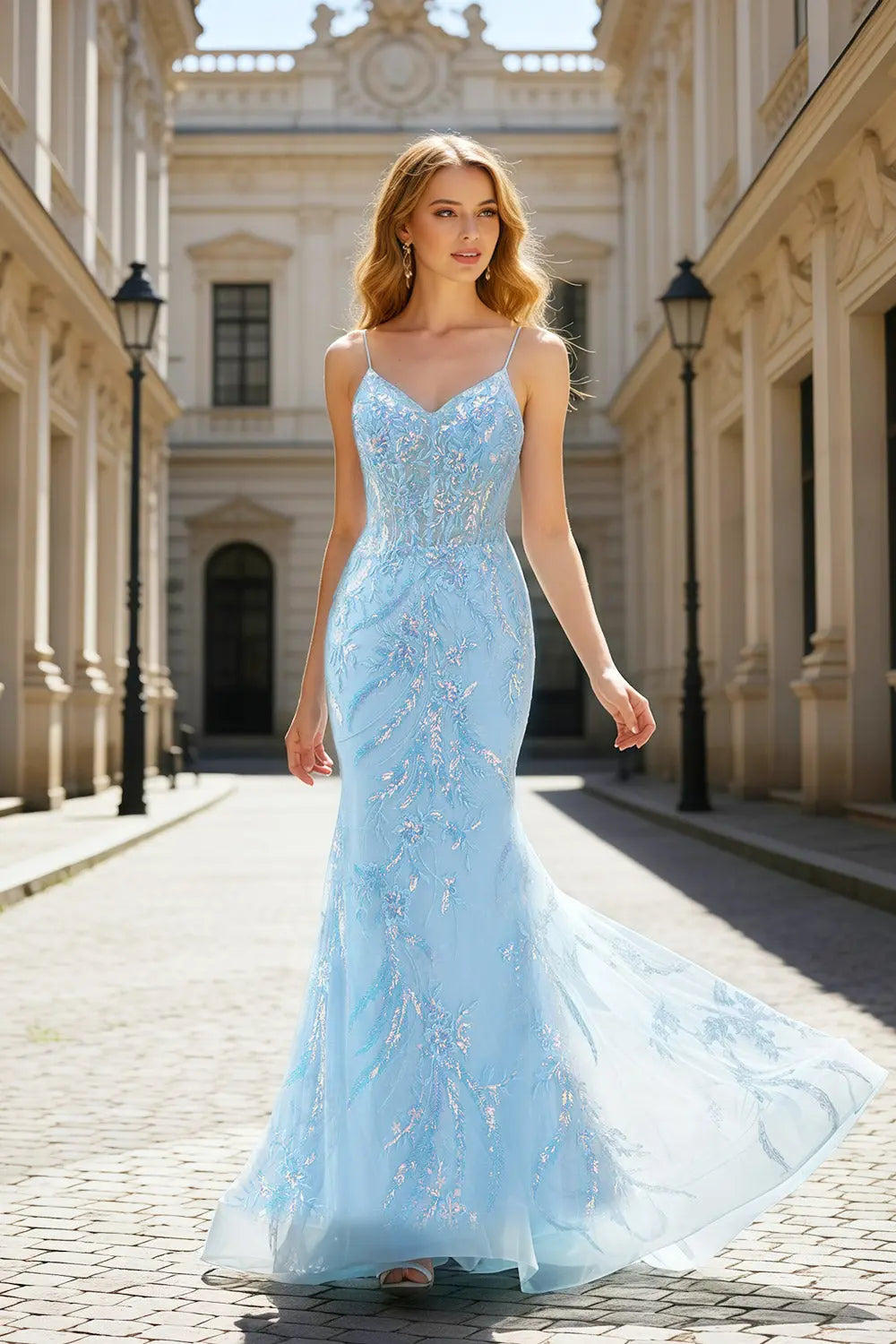 Strapless Sheath Turquoise Satin Lace Teal Prom Dress SH407 Sheer Fairy
