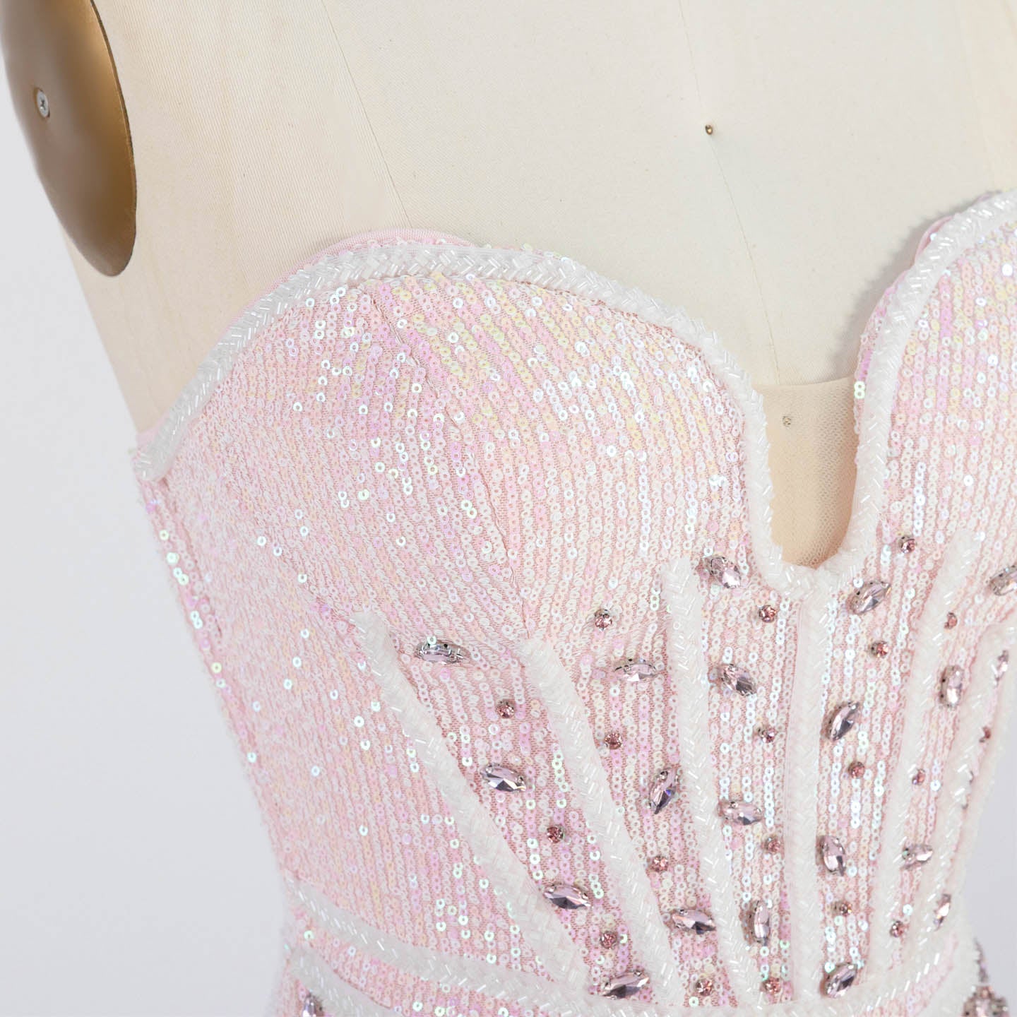 Strapless Sweetheart Corset Sequin Mermaid Gown Beaded Waist Formal Evening Dress ST006 Sheer Fairy