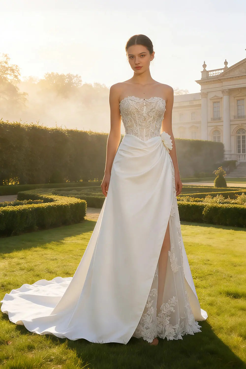 Timeless Elegance Strapless A-Line Wedding Dress Wedding Dress SW634 Sheer Fairy