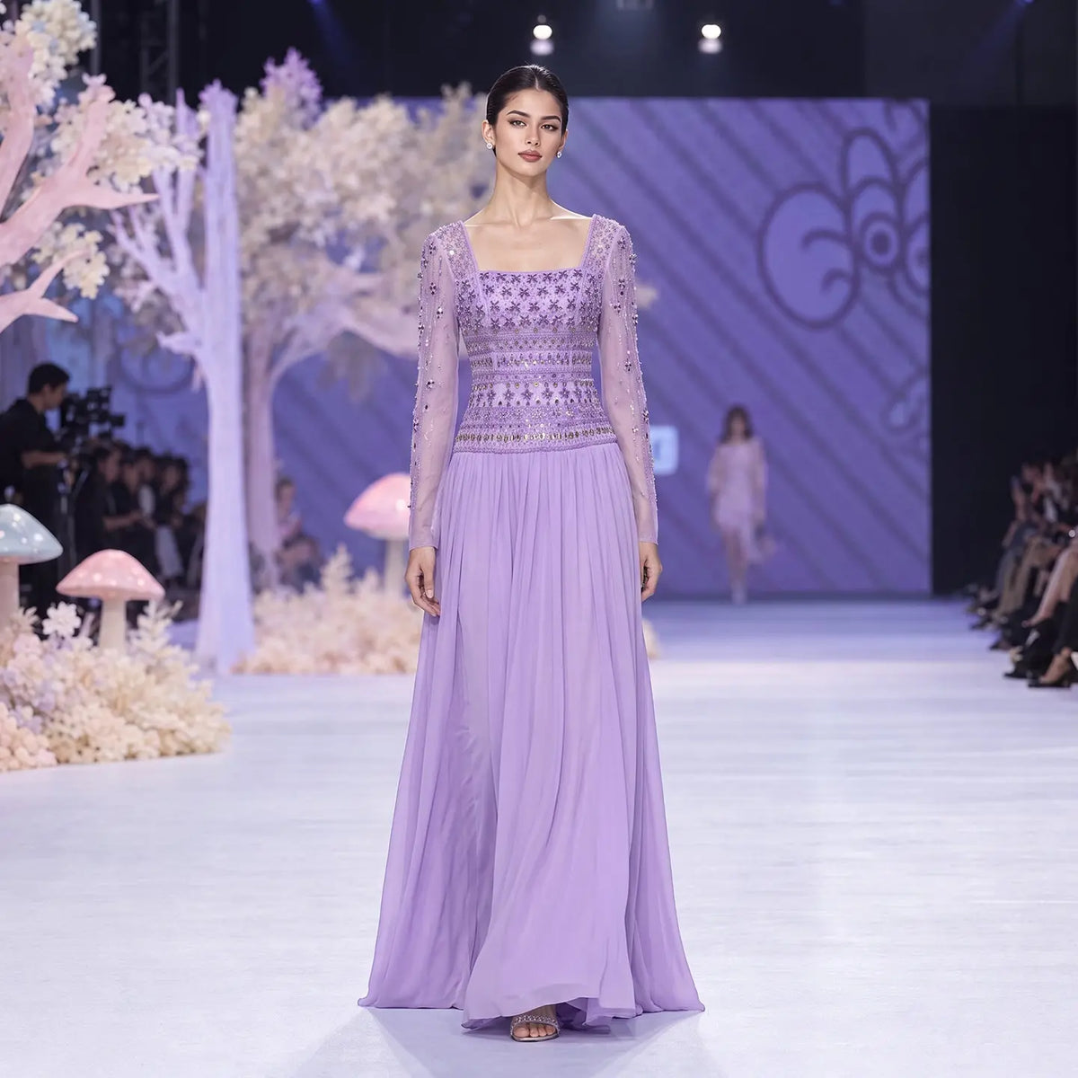 Beaded Chiffon A-Line Strapless Mermaid Evening Dress SS539 Sheer Fairy