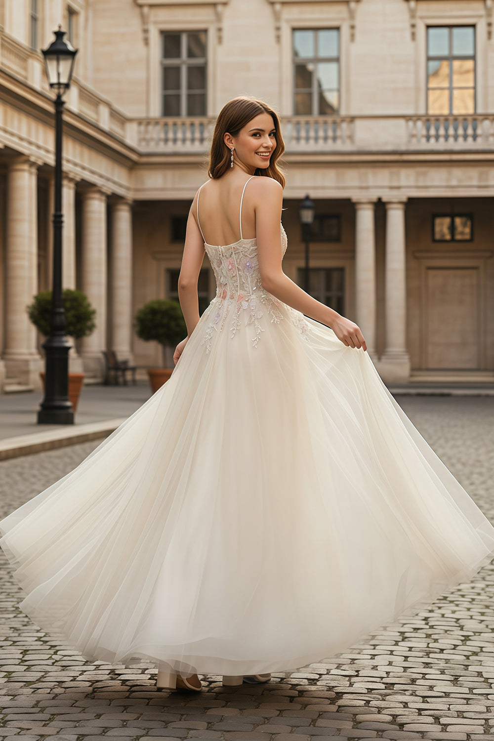 Modest Yellow Ivory Tulle Sweetheart A-Line Prom Dress SH131 Sheer Fairy