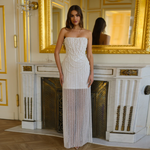 Elegant Strapless Beaded Long Wedding Dress SW087 - SHEER FAIRY