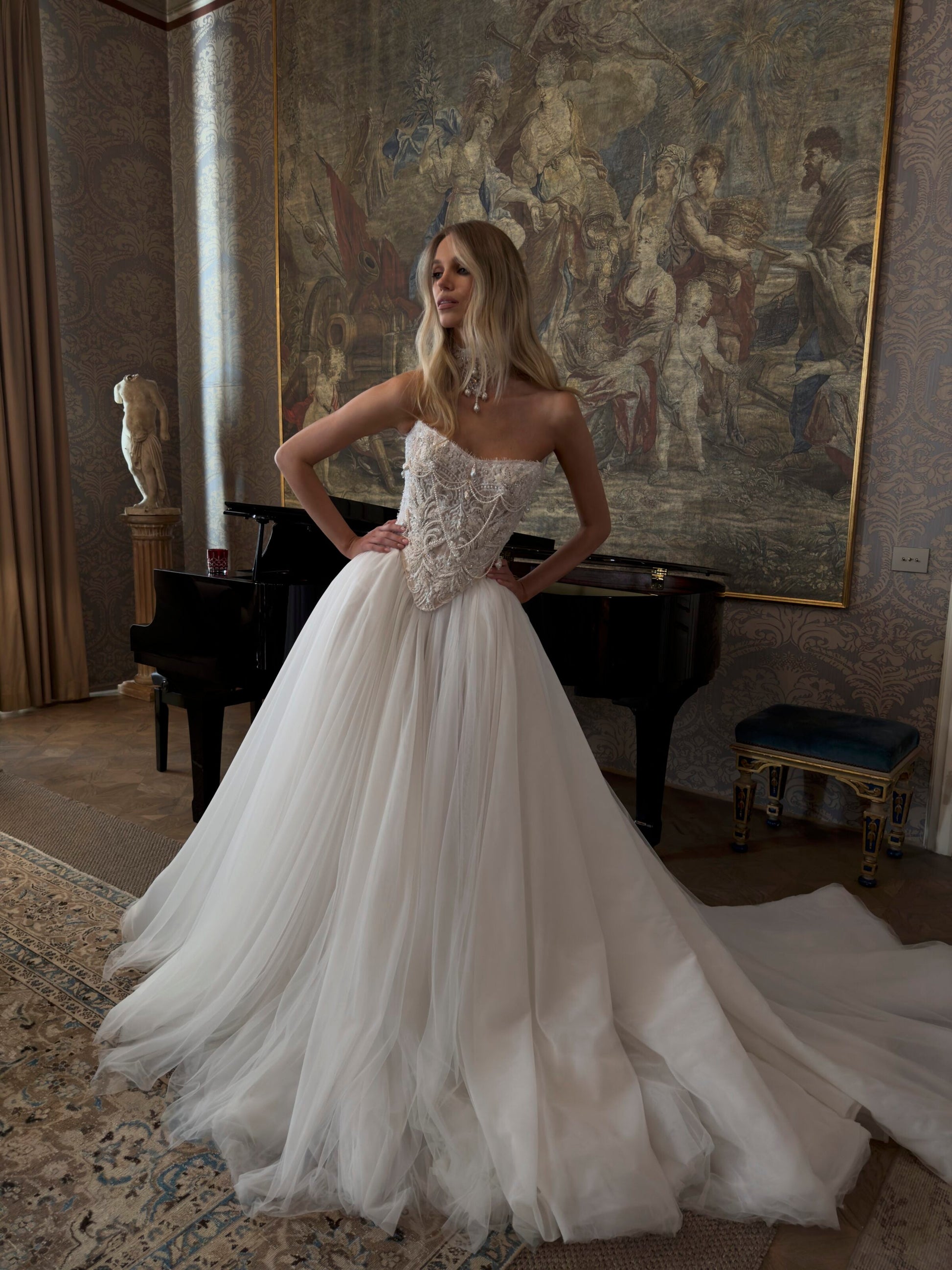 Sweetheart Beaded Lace Ball Gown Tulle Corset Wedding Dress SW217 Sheer Fairy