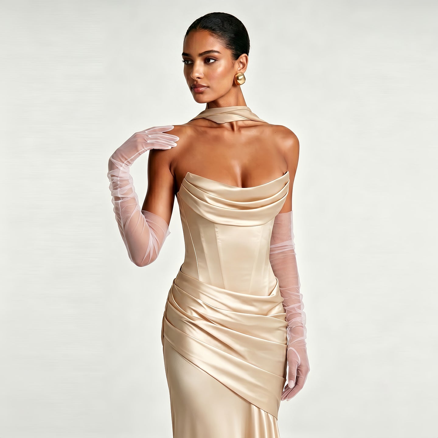Sheer Tulle Long Gloves For Wedding Prom Bridal GL001 SHEER FAIRY