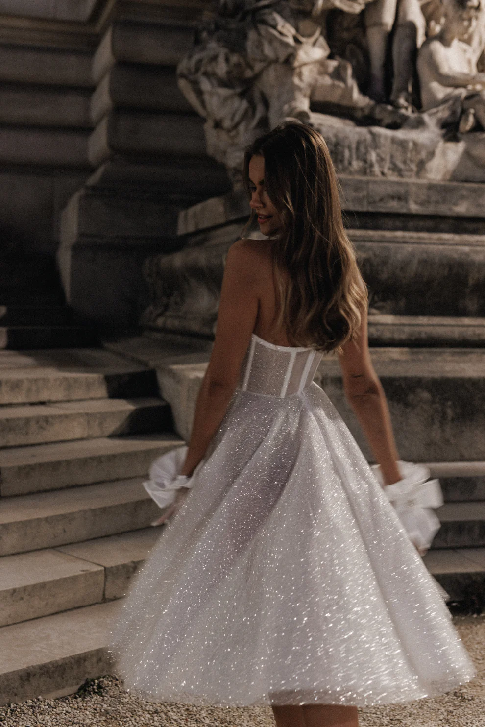 Glamorous Sequin Corset Mini Wedding Dress with Tulle Layers SW113