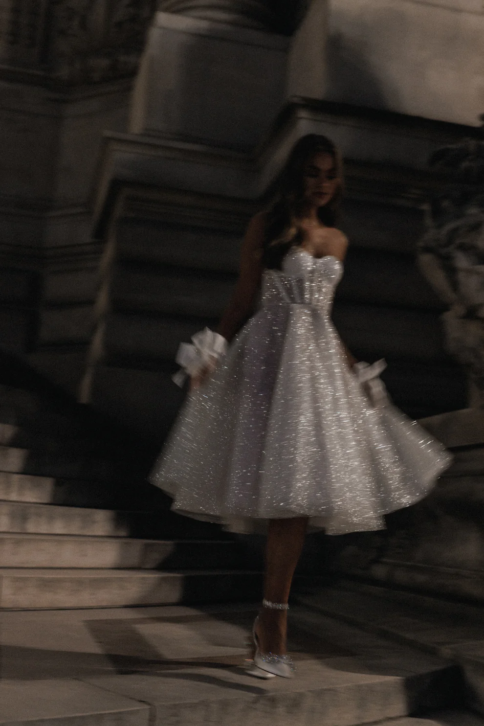 Glamorous Sequin Corset Mini Wedding Dress with Tulle Layers SW113