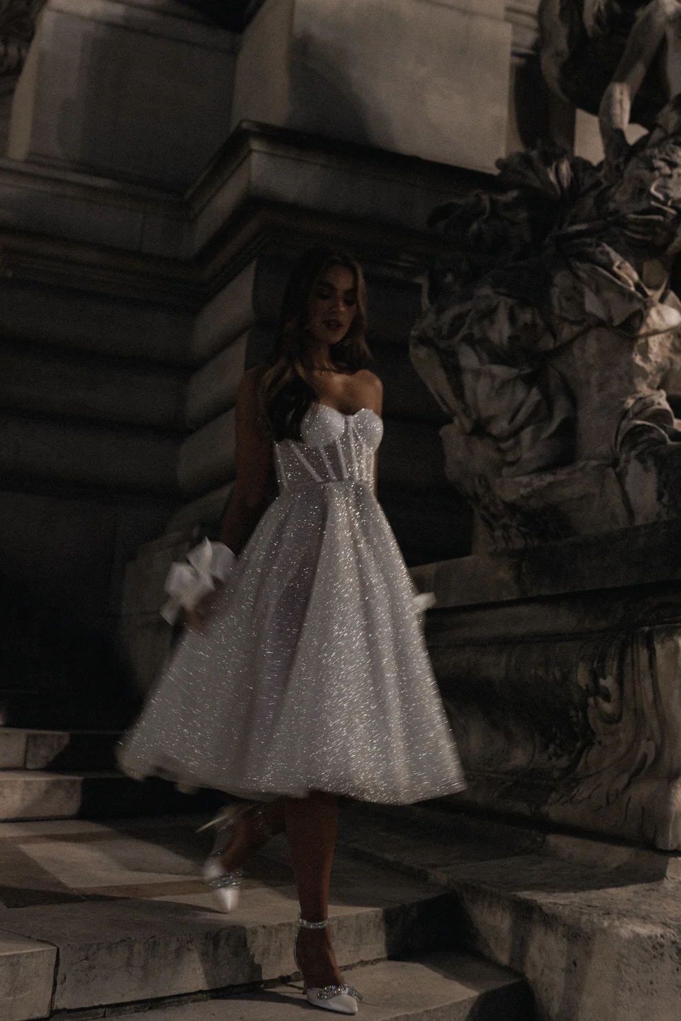 Glamorous Sequin Corset Mini Wedding Dress with Tulle Layers SW113