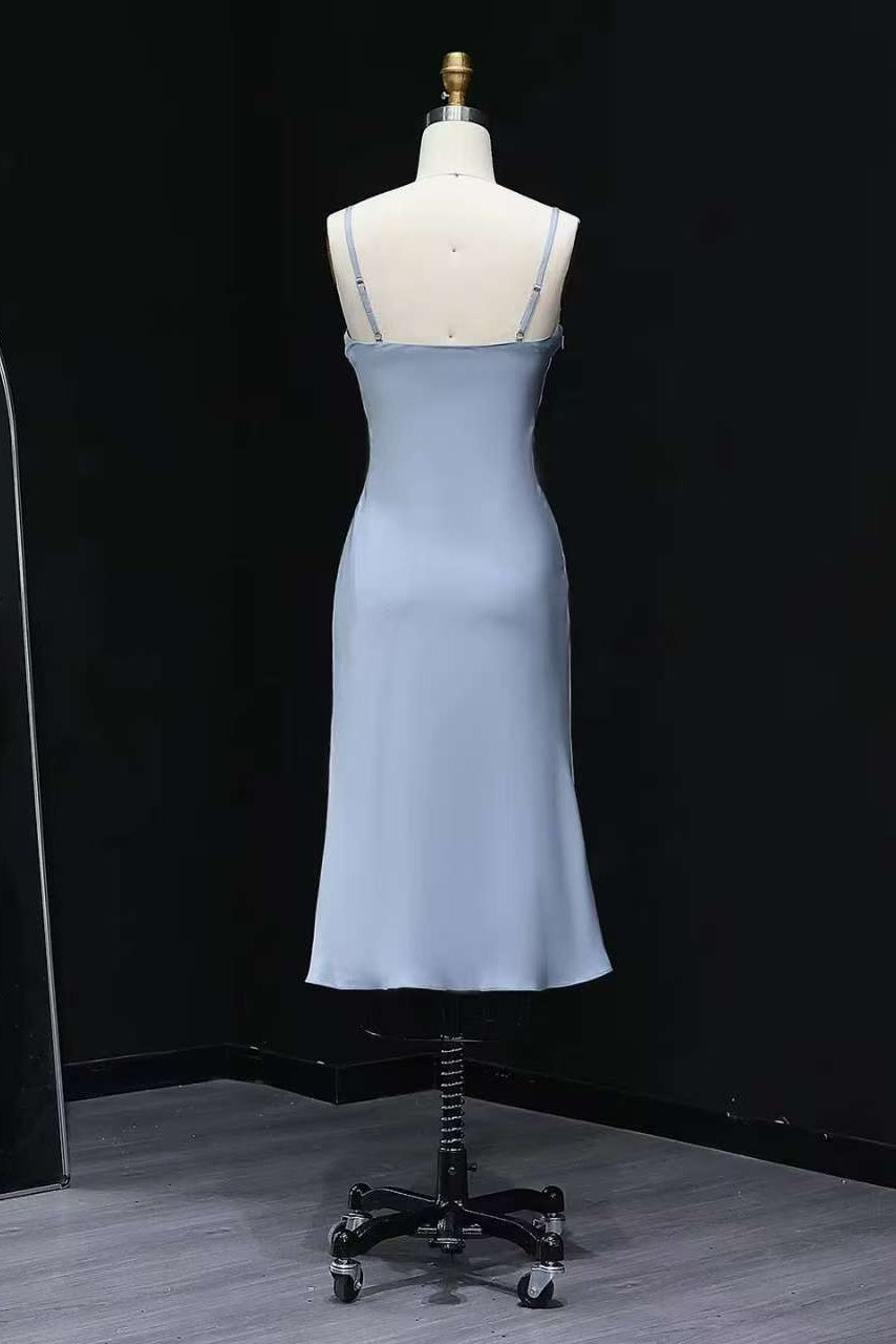 Minimalist Light Blue Satin Sweetheart Homecoming Dress RM110