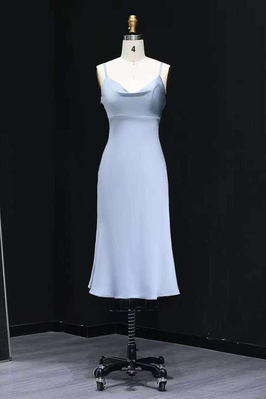 Minimalist Light Blue Satin Sweetheart Homecoming Dress RM110