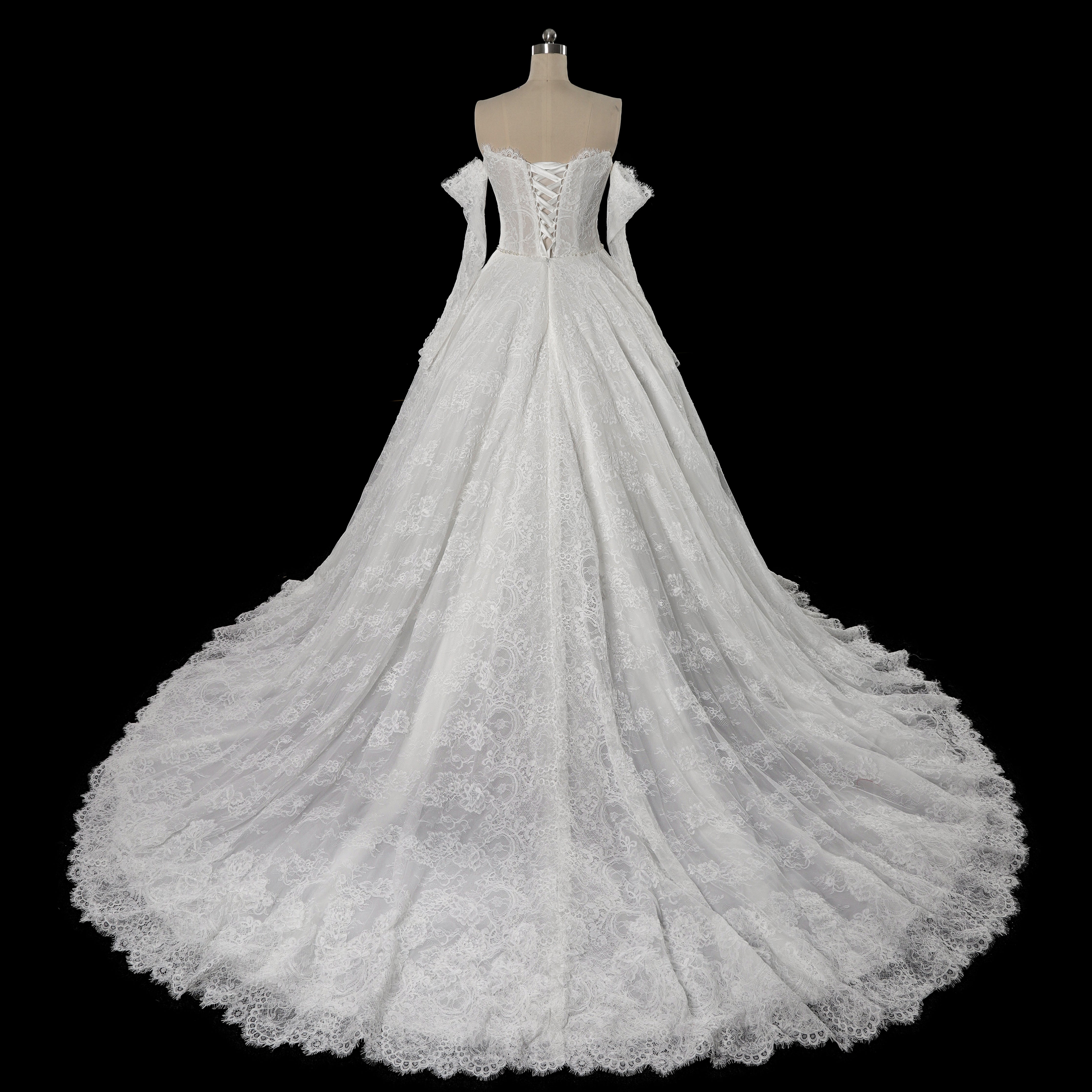 Off White Luxury Ball Gown Wedding Dress Beaded With Veil SW715 Sheer Fairy