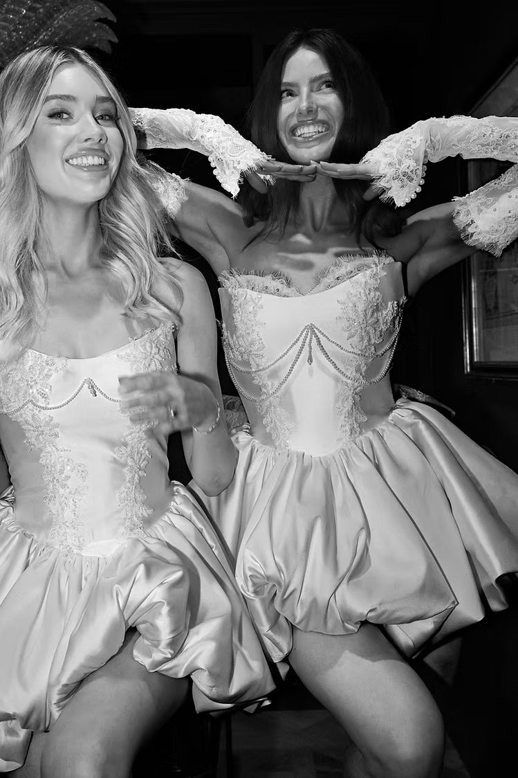Dreamy White Vintage Fringe Lace Off-the-Shoulder Mini Wedding Dress SW731 Sheer Fairy