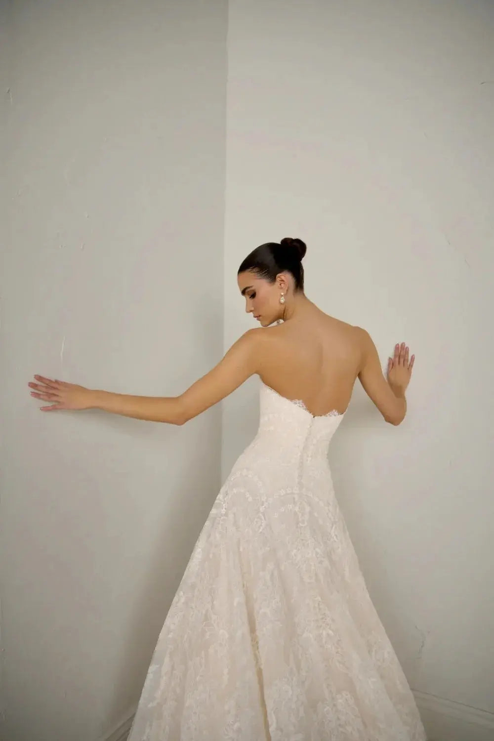 White Strapless Sweetheart Lace Wedding Gown SW700 Sheer Fairy