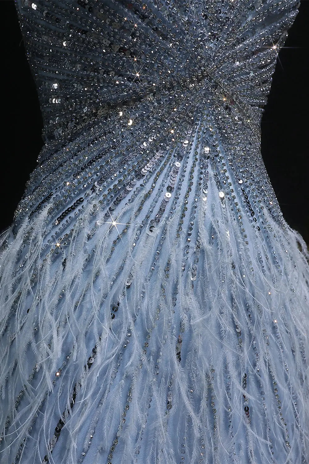 Modest Luxury Sequined Feather Sheath Homecoming Dress RM124 Sheer Fairy