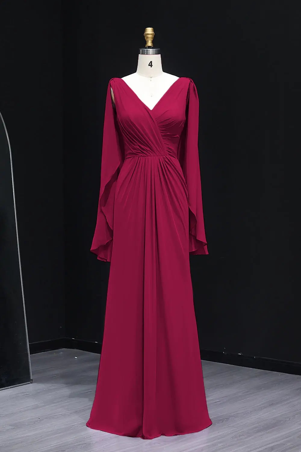 Elegant Wisteria V-Neck Chiffon A-Line Bridesmaid Dress BS007 Sheer Fairy