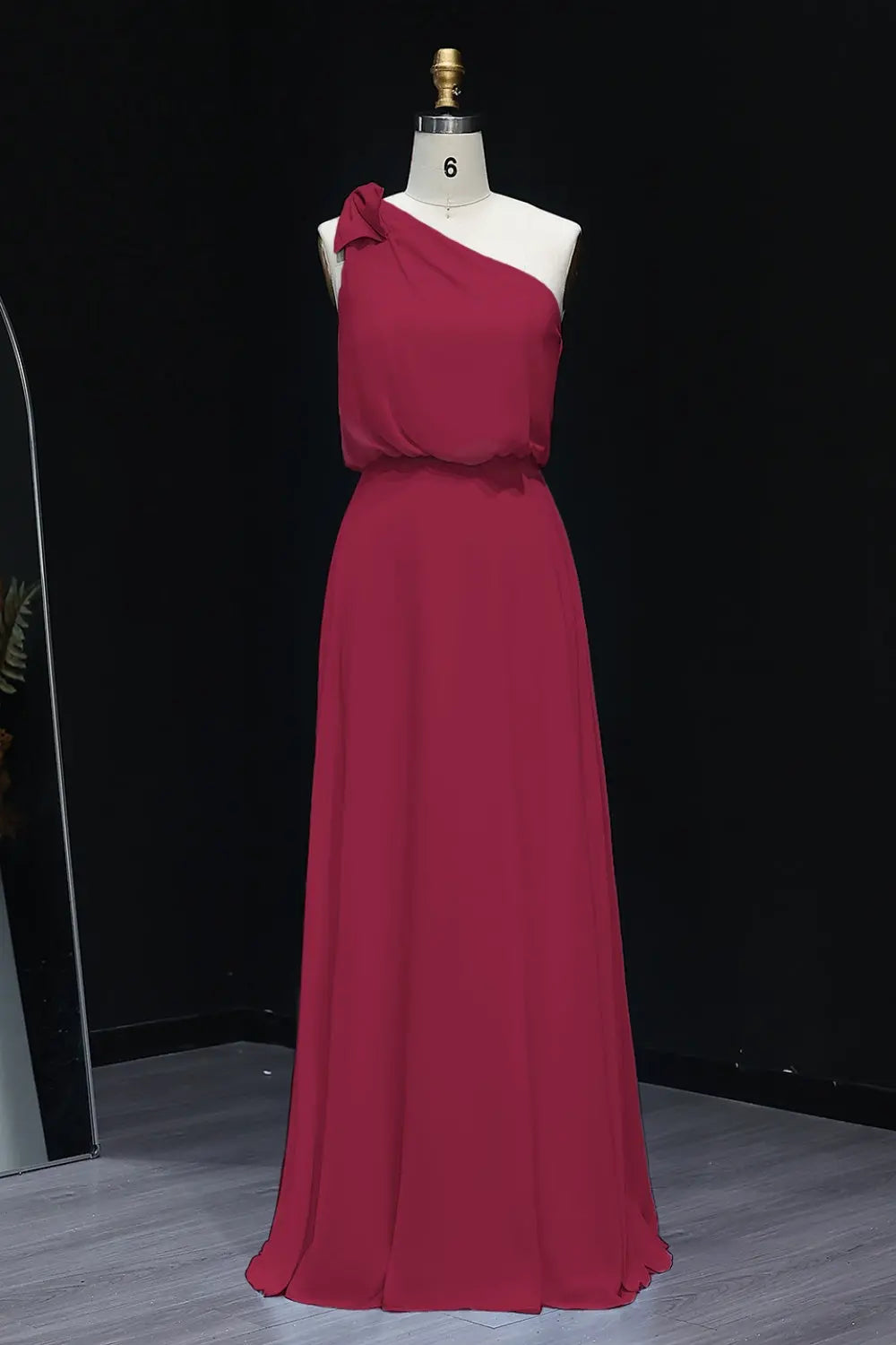 Sage Green One-Shoulder Chiffon A-Line Bow Bridesmaid Dress BS009 Sheer Fairy