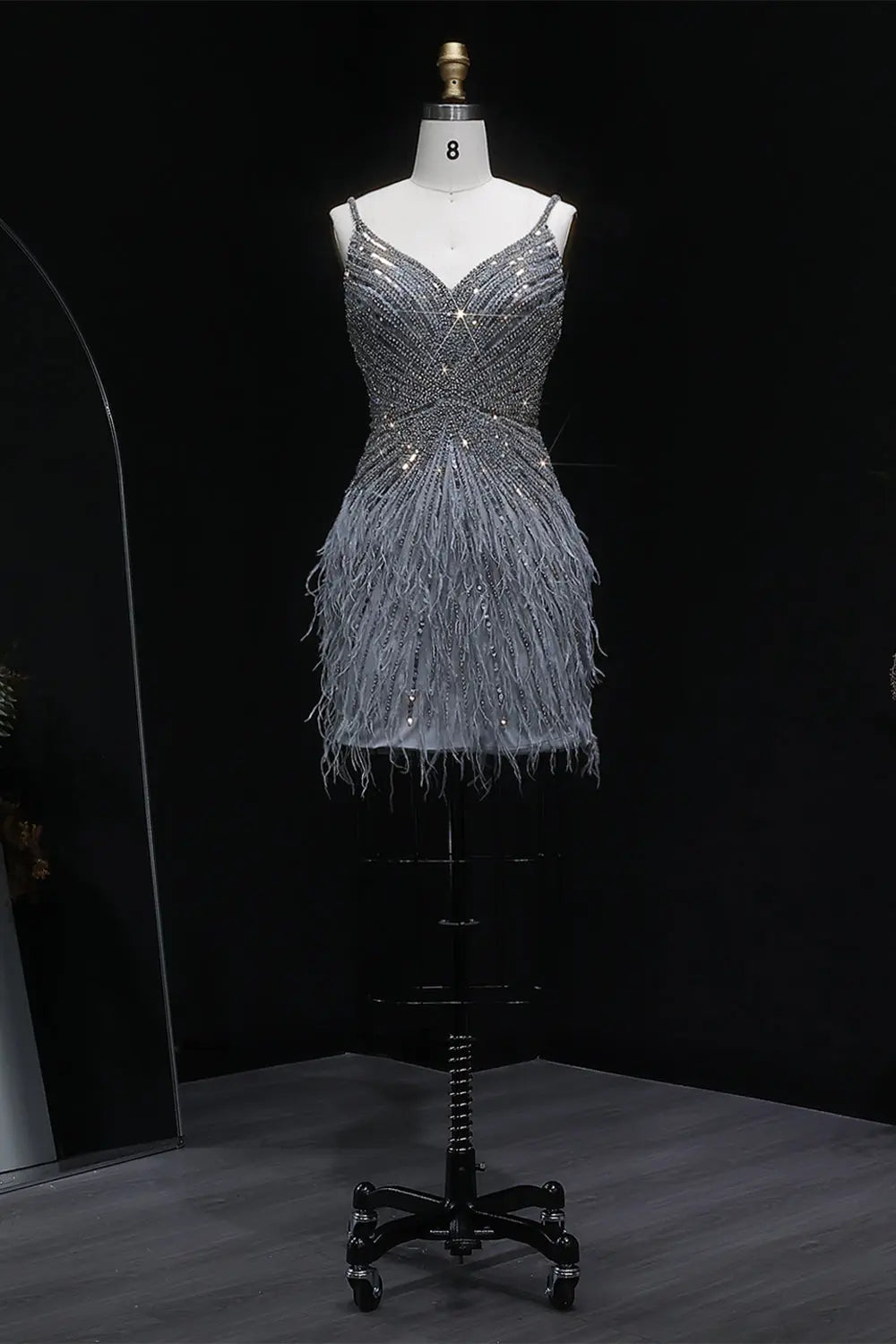 Modest Luxury Sequined Feather Sheath Homecoming Dress RM124 Sheer Fairy