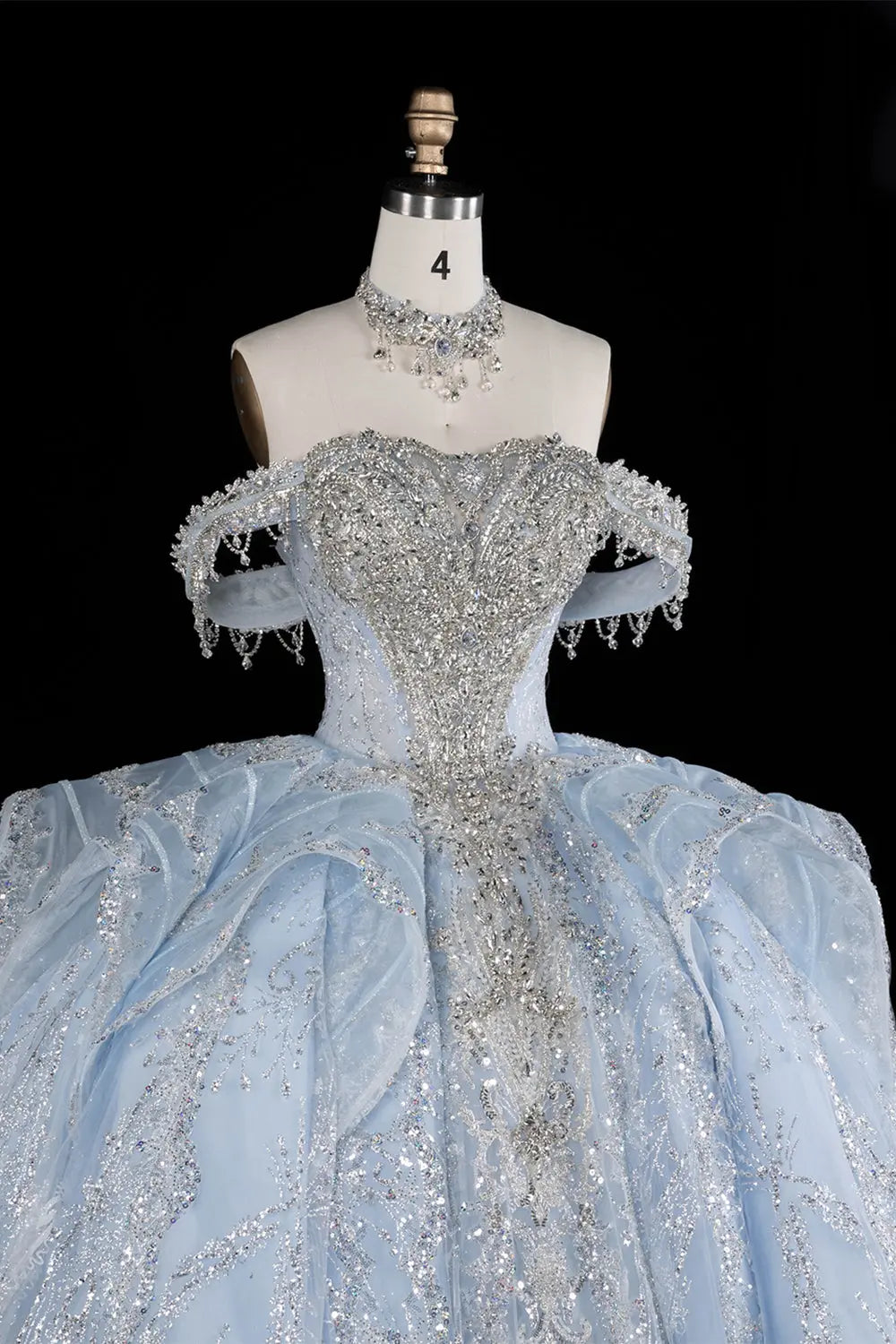 Pink Beaded Glitter Ball Gown Wedding Dress SW609 Sheer Fairy