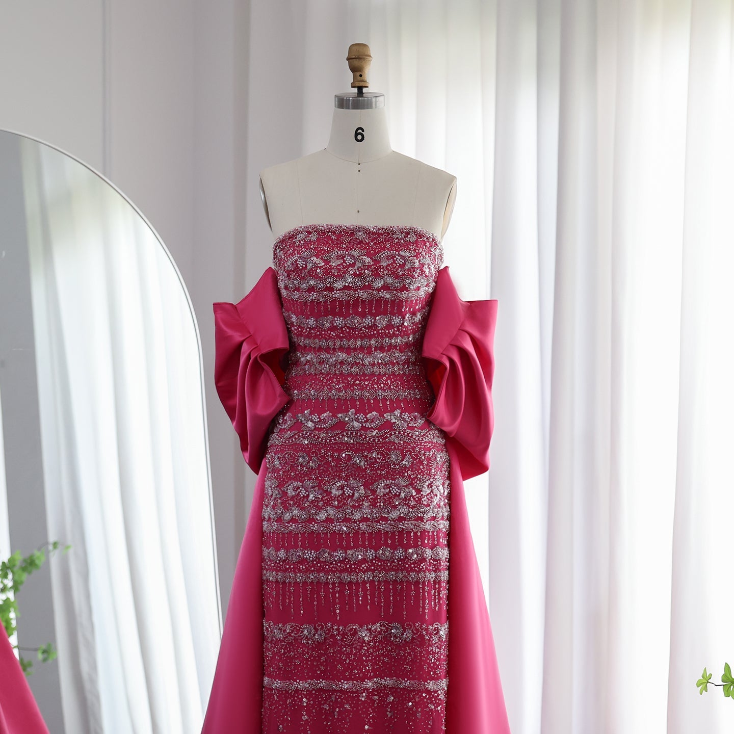 Luxury Beaded Off The Shoulder Sparkly Champagne Evening Dress SS238 Sheer Fairy