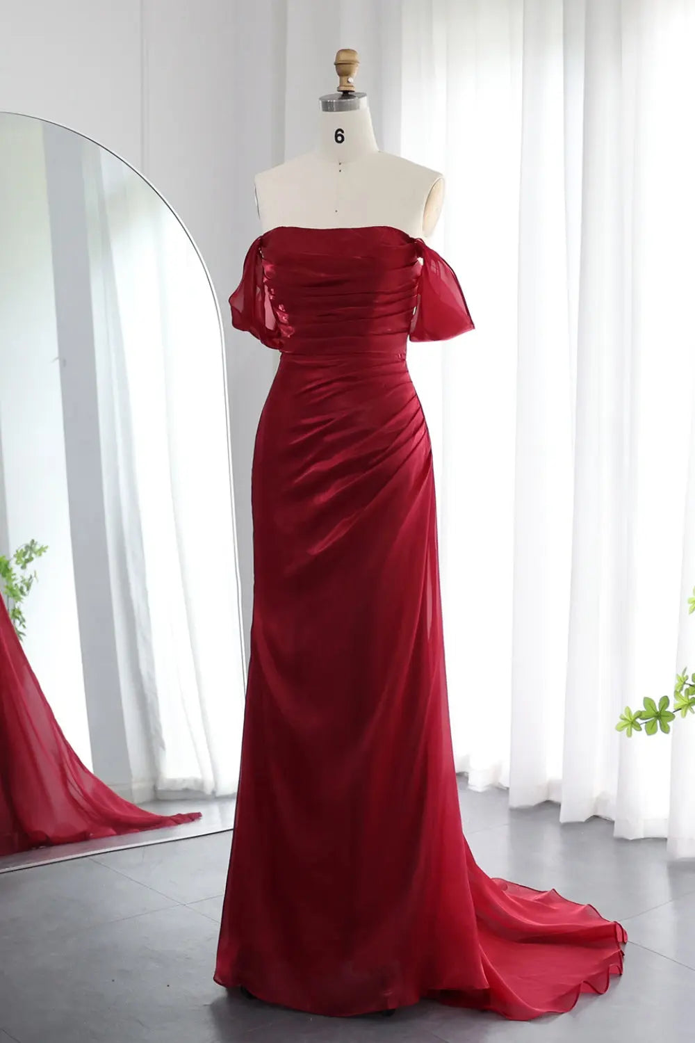 Elegant Off Shoulder Arabic Mermaid Beige Evening Dress SF001 Sheer Fairy