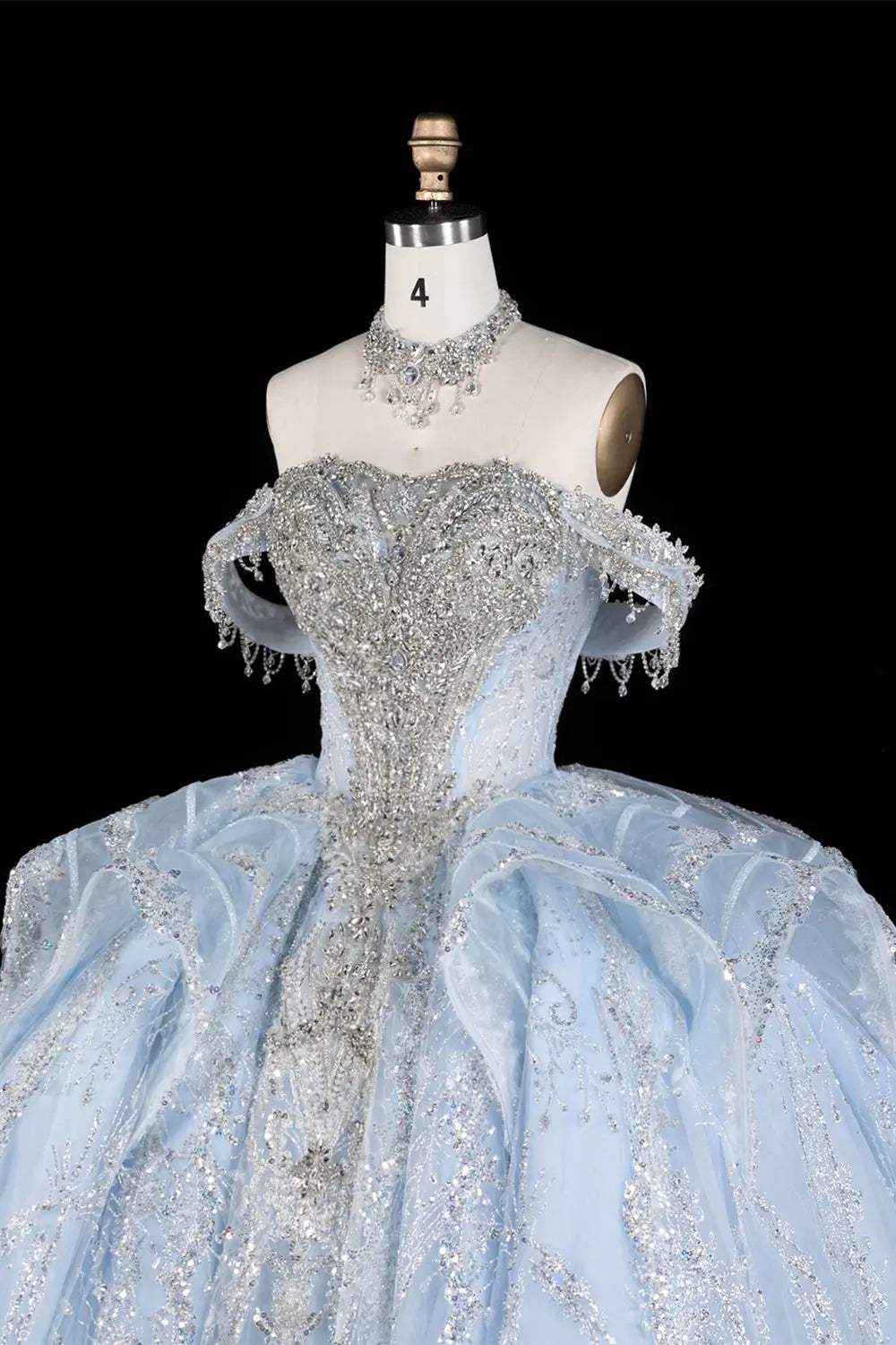 Pink Beaded Glitter Ball Gown Wedding Dress SW609 Sheer Fairy