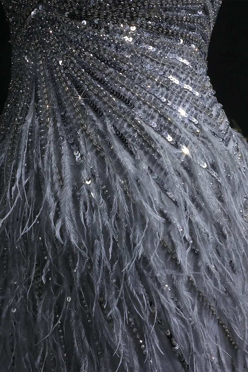 Modest Luxury Sequined Feather Sheath Homecoming Dress RM124 Sheer Fairy