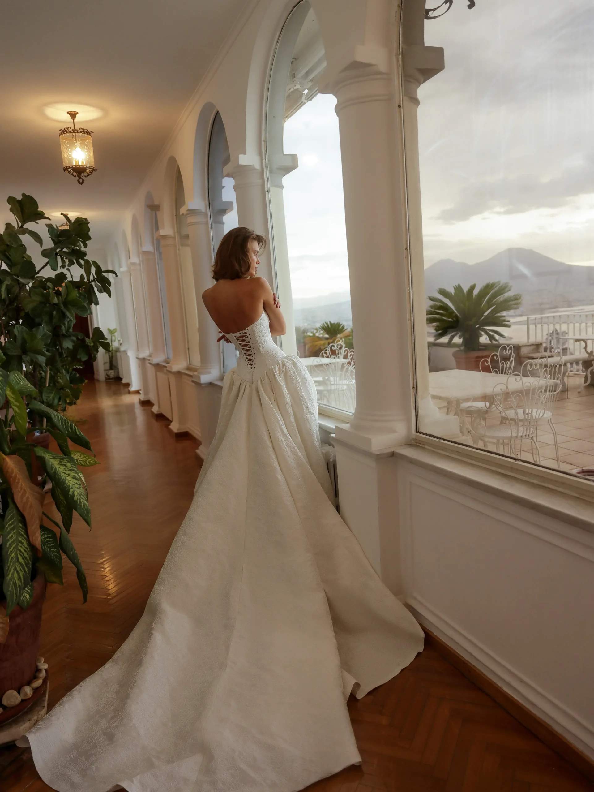 Luxury Strapless Ballgown Wedding Dress with Train SW182 Sheer Fairy