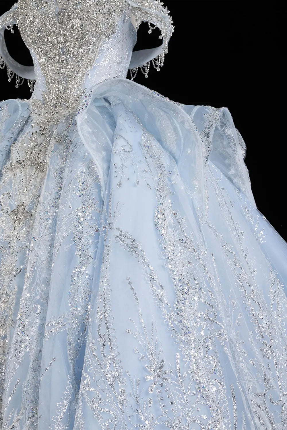Pink Beaded Glitter Ball Gown Wedding Dress SW609 Sheer Fairy