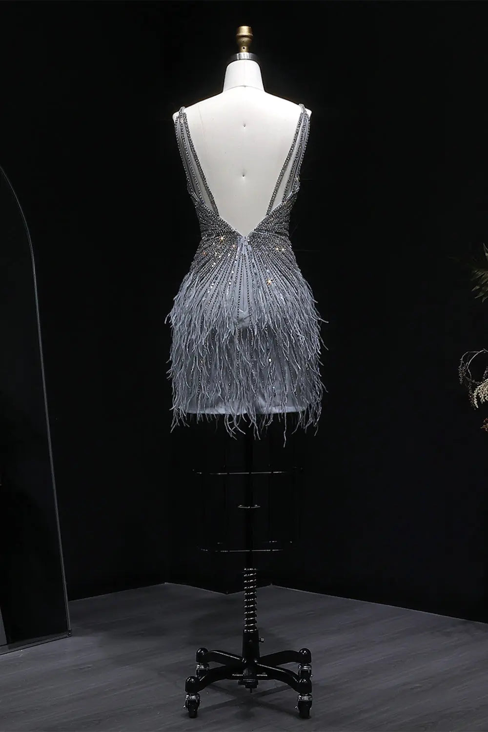Modest Luxury Sequined Feather Sheath Homecoming Dress RM124 Sheer Fairy