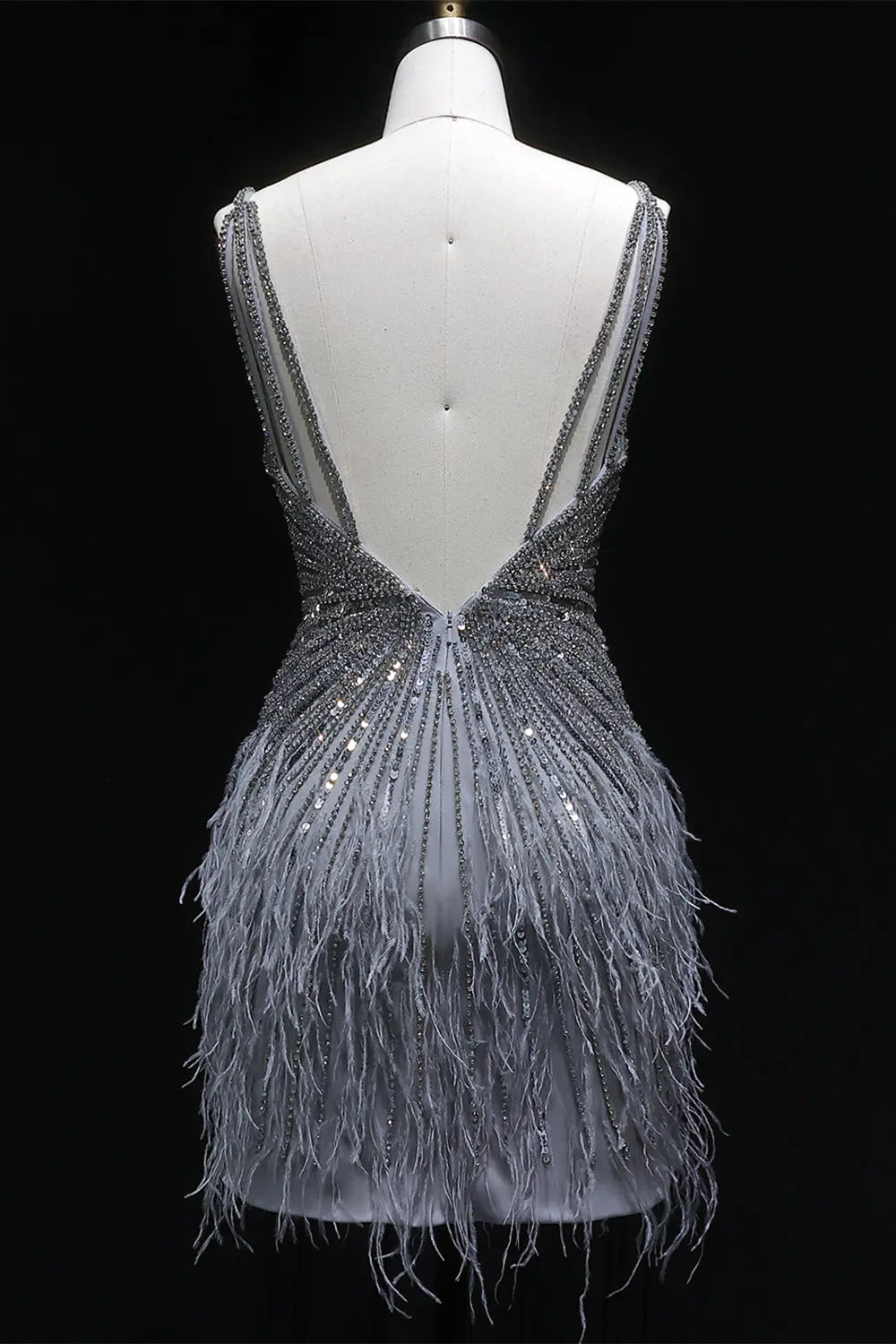 Modest Luxury Sequined Feather Sheath Homecoming Dress RM124 Sheer Fairy
