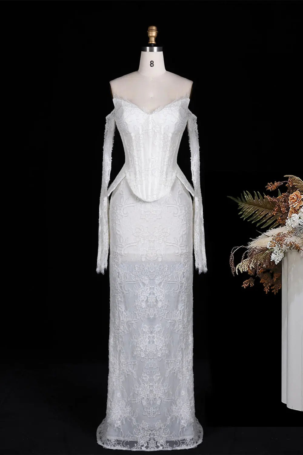 White Mesh Corset Peplum Evening Dress ST101 Sheer Fairy