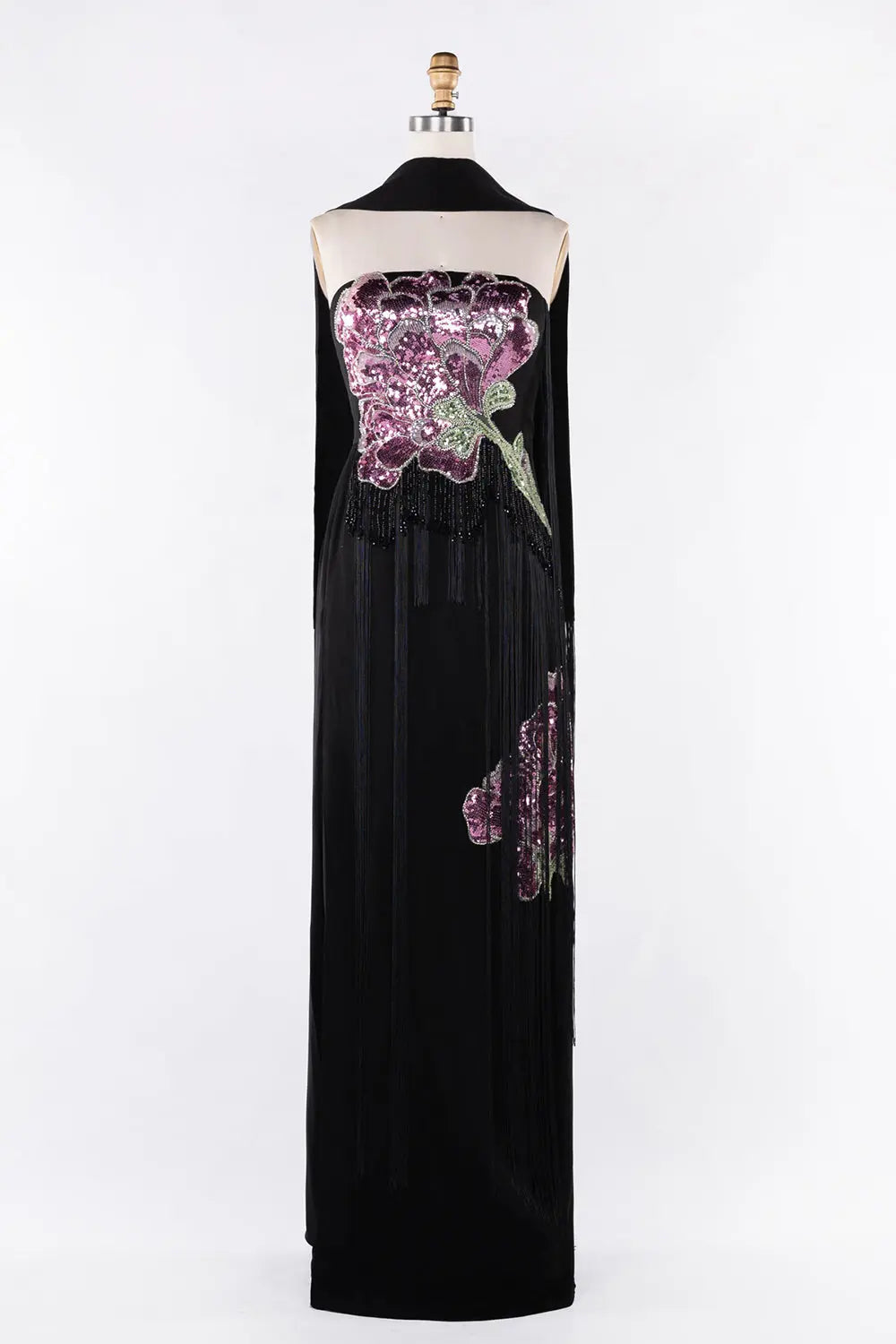 Black Sequin Floral Evening Gown ST120 Sheer Fairy