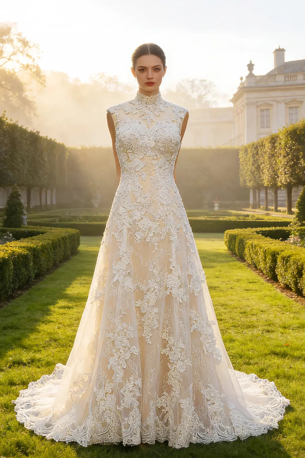 Elegant 3D Floral Strapless A-Line Wedding Dress SW659 Sheer Fairy