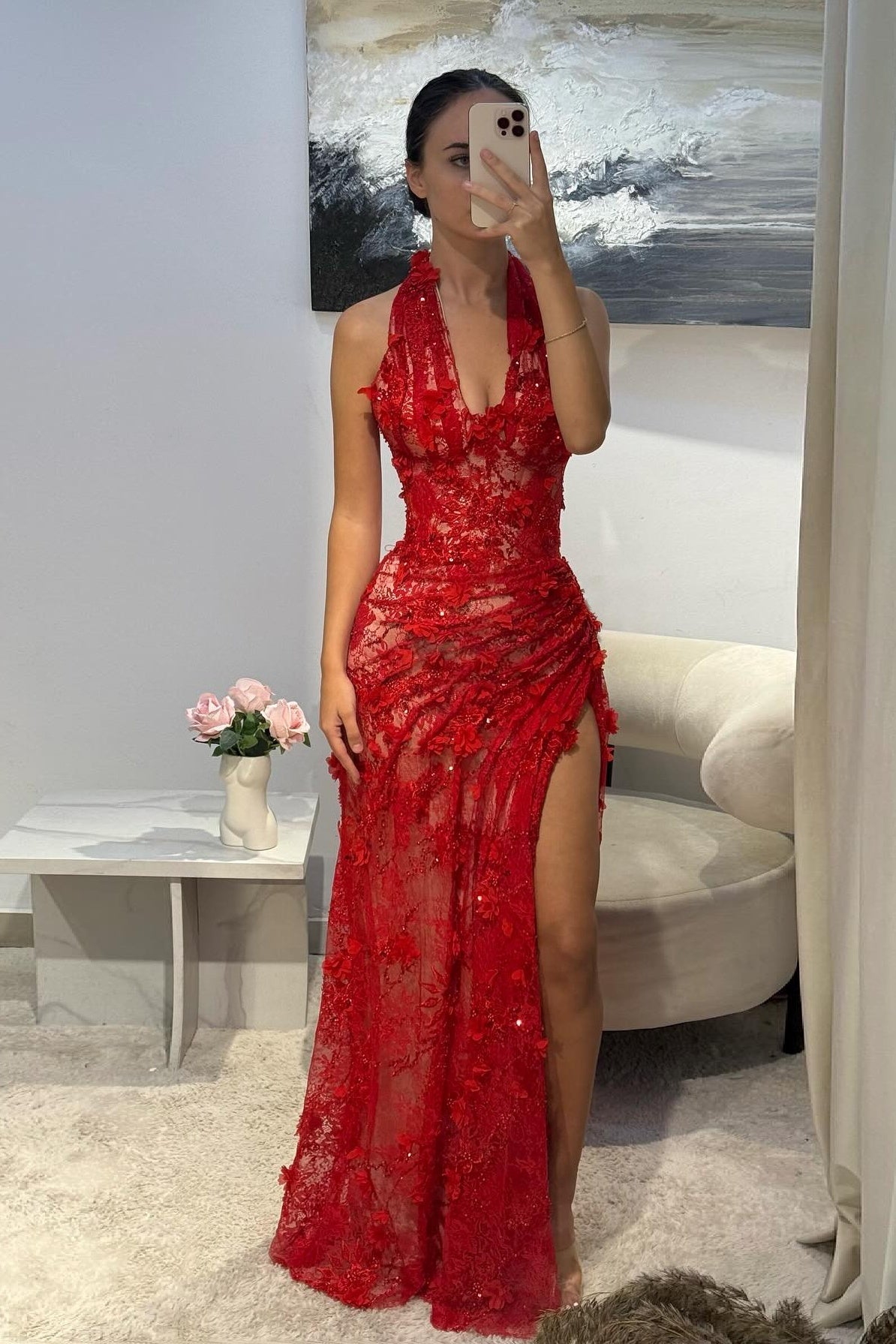 Metallic Sheath Deep V-Neck Prom Dress SH551 Sheer Fairy