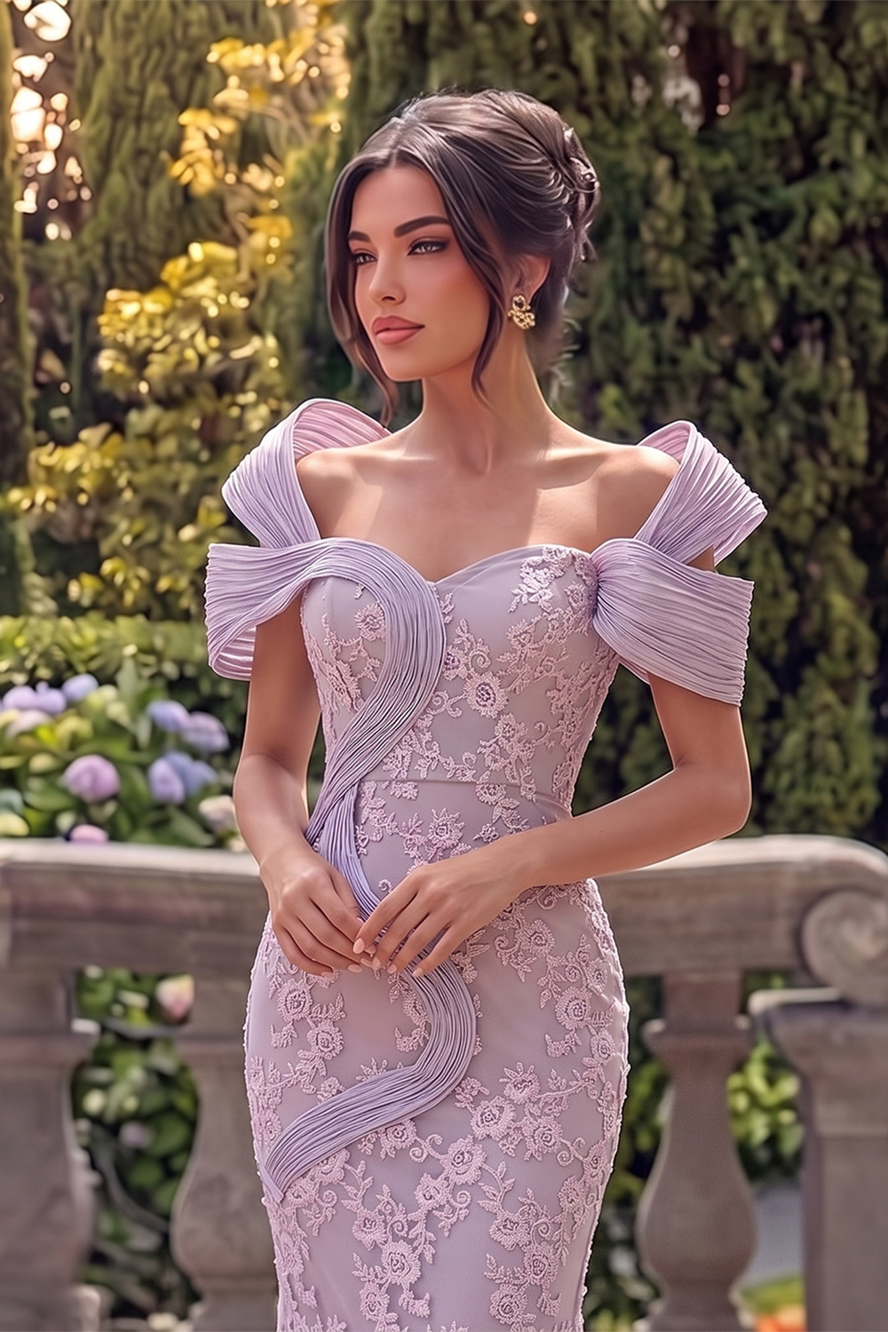 Pink Floral Lace Formal Evening Dress Off the Shoulder Mermaid Prom Dress with 3D Detail ST011 Sheer Fairy