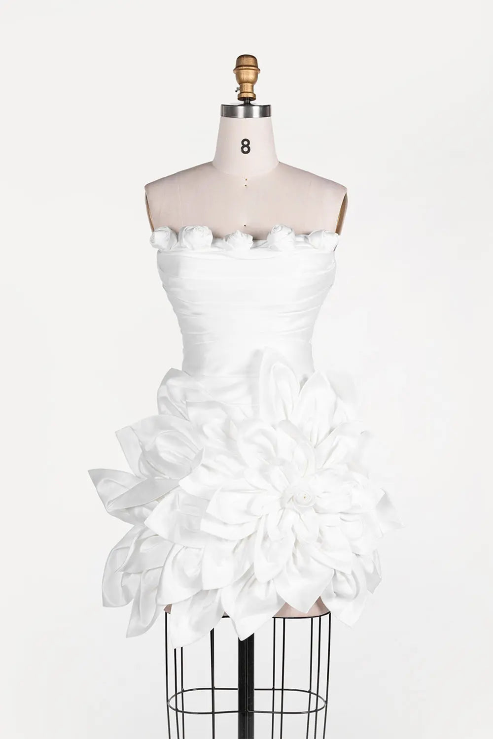 White 3D Flower Strapless Evening Dress ST109 Sheer Fairy