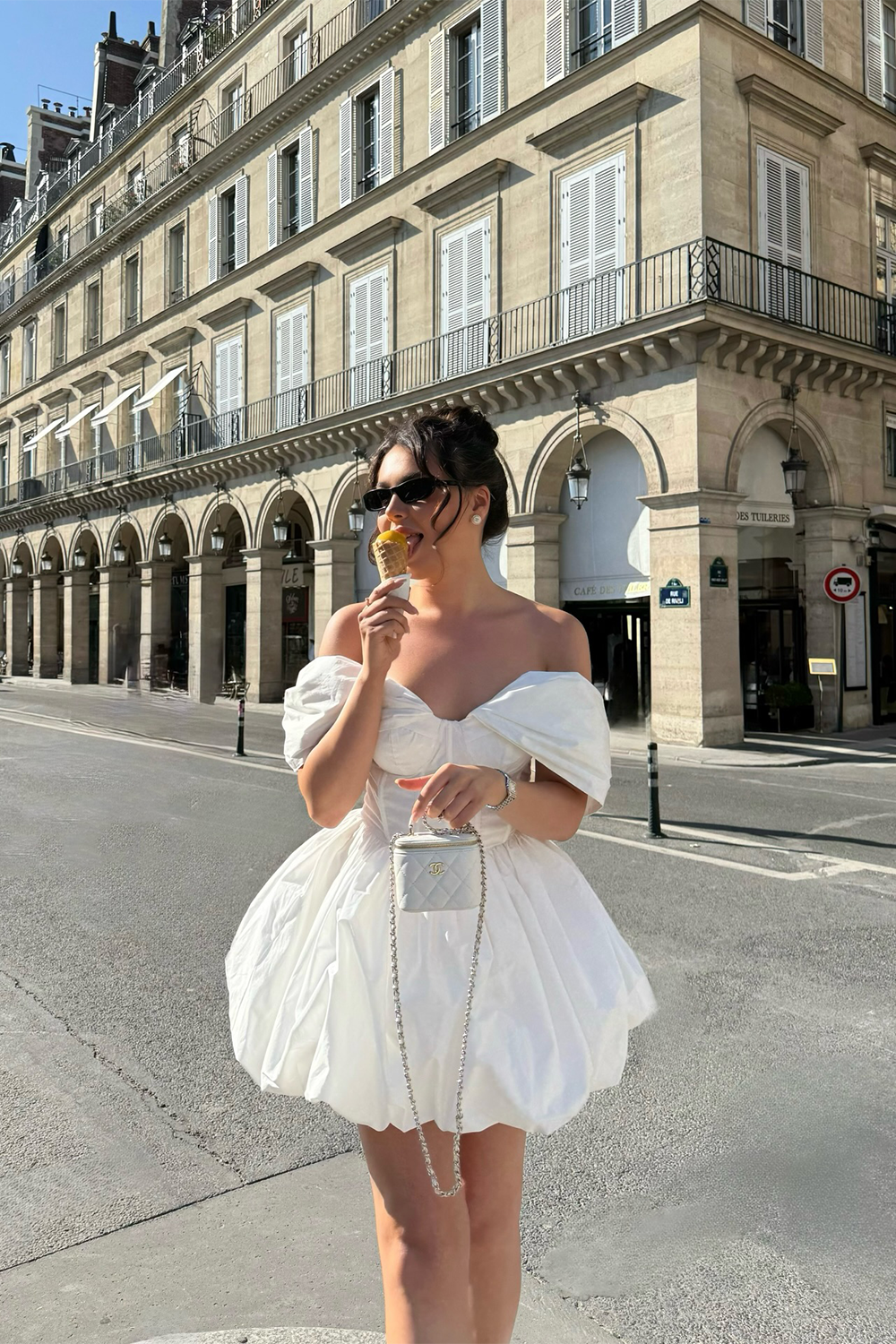 White Off the Shoulder Mini Dress Corset Bubble Hem Party Dress RM254 Sheer Fairy