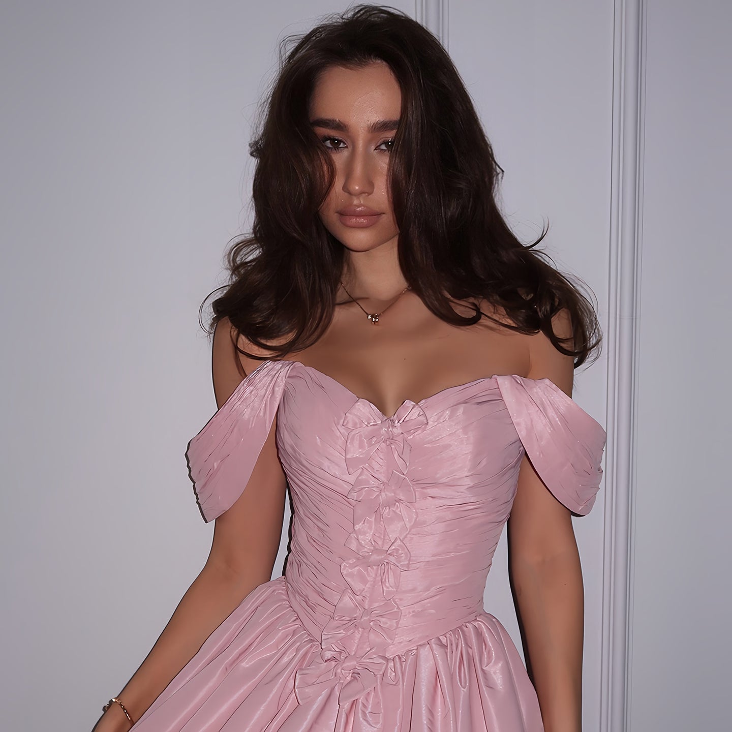 Pink Off-Shoulder Corset Mini Homecoming Dress with Ruching RM207 Sheer Fairy