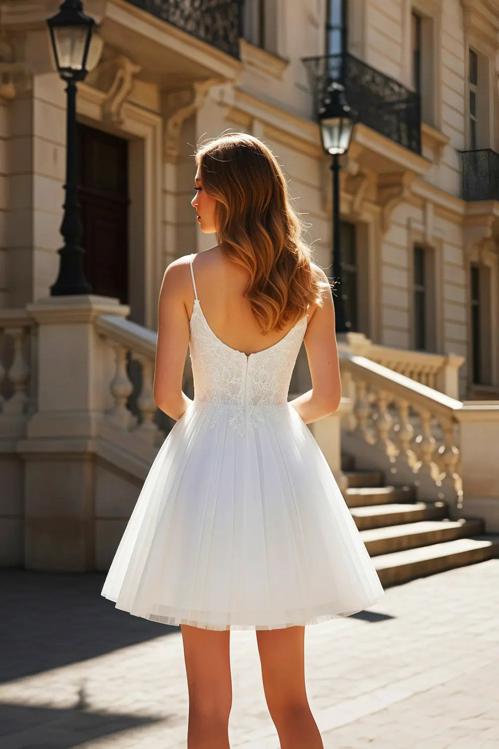 White Intricate Lace Tulle Mini Ballgown Homecoming Dress RM140 Sheer Fairy