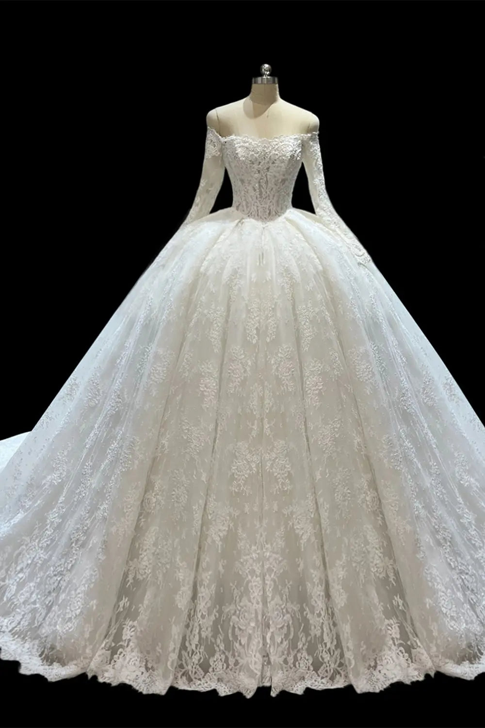 White Lace Corset Off Shoulder Wedding Dress SW681 Sheer Fairy