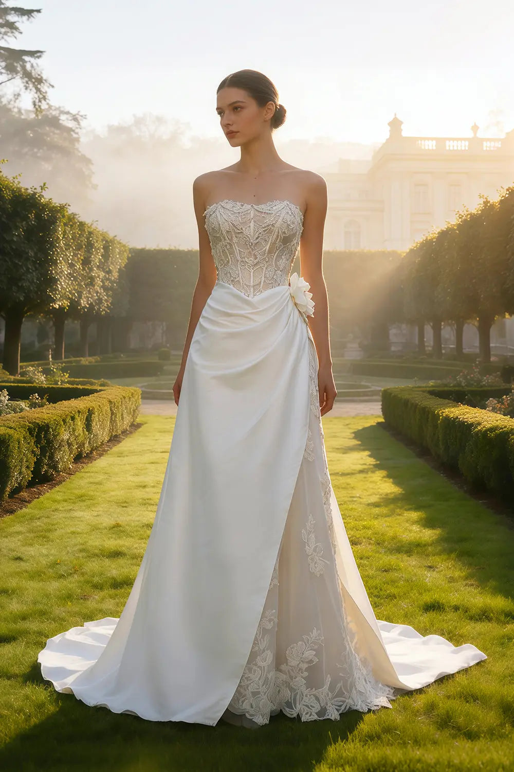 Timeless Elegance Strapless A-Line Wedding Dress Wedding Dress SW634 Sheer Fairy