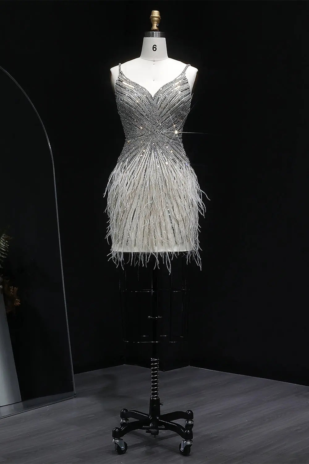 Modest Luxury Sequined Feather Sheath Homecoming Dress RM124 Sheer Fairy