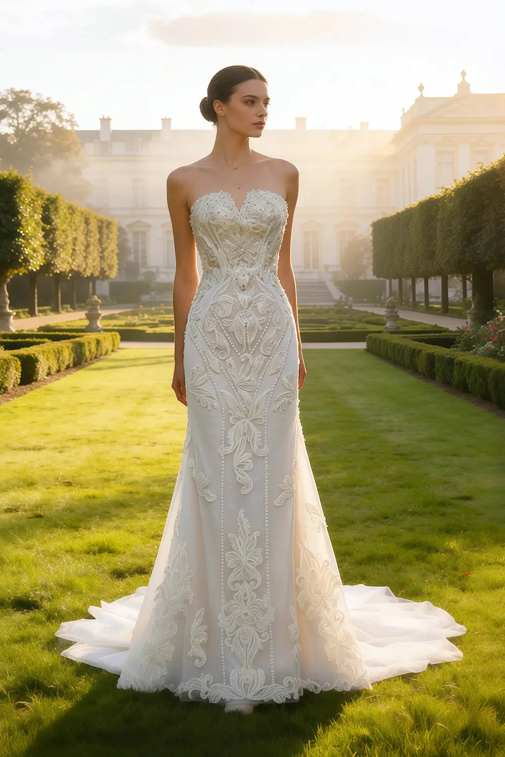 All-over Intricate Lace Strapless Mermaid Wedding Dress SW636 Sheer Fairy