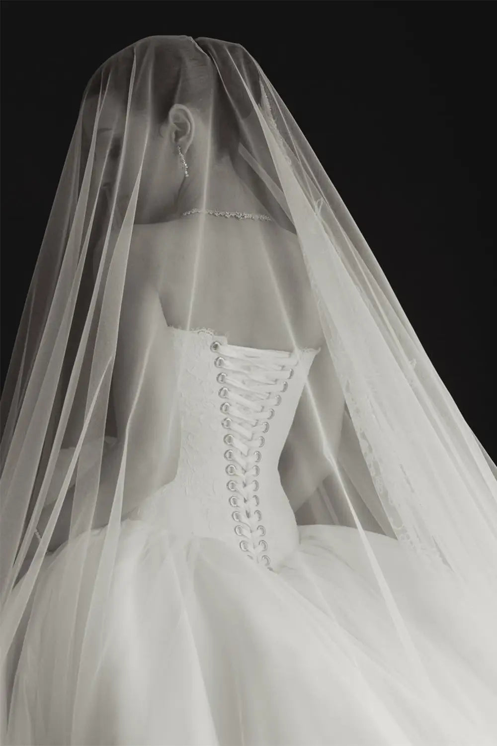 White Strapless Princess Bridal Dress with Lace appliques  SW745 Sheer Fairy